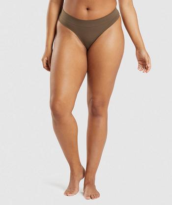 Dámské Tanga Gymshark Seamless Hnědé | CZ 3159YXF
